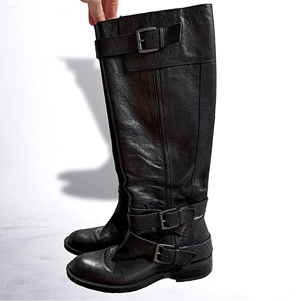 Enzo Angiolini black leather riding boots Size 6.5
